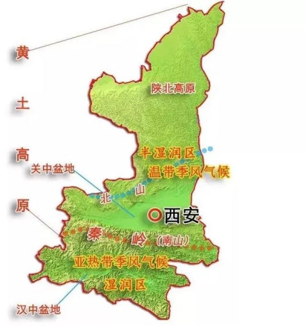 陕西省南北分界示意图